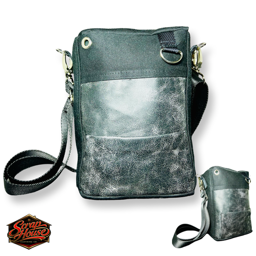 Black Distressed and Clothe Mini Crossbody Bag