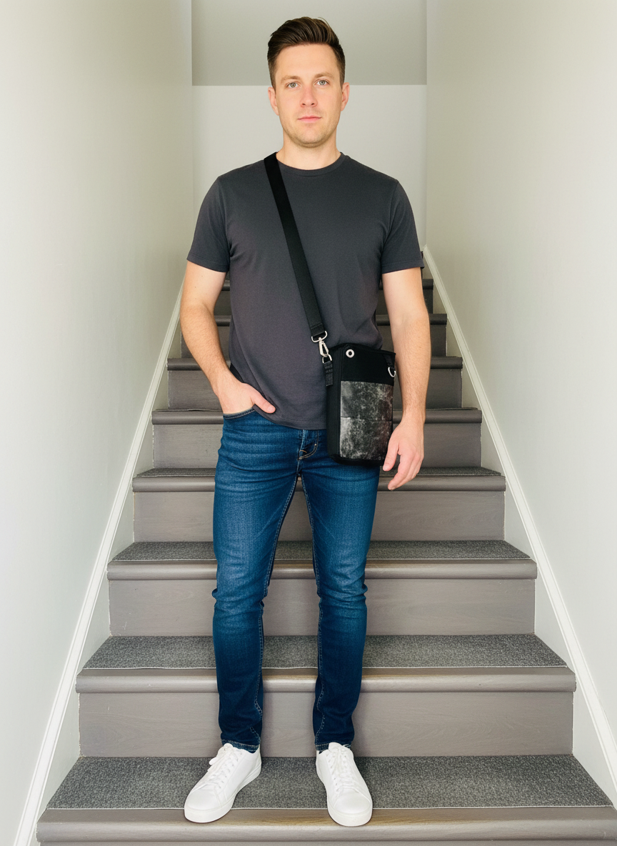 Black Distressed and Clothe Mini Crossbody Bag