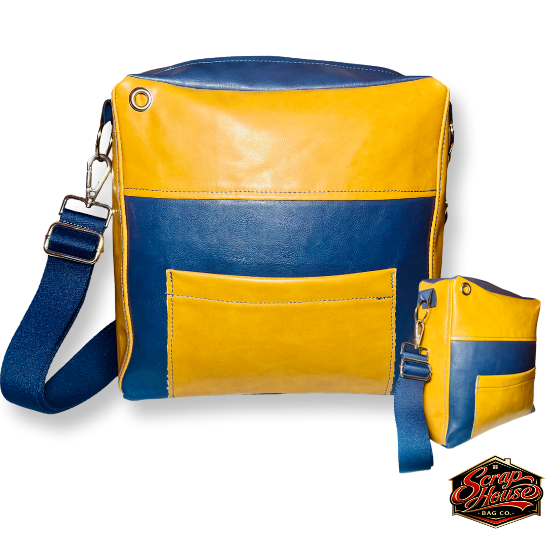 Navy and Blonde Crossbody Bag